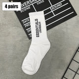 4 pairs Essentials Socks Men Sports Breathable Socks Long Tube Cotton Socks Skateboard Casual Men and Women Couples Fashion Sock