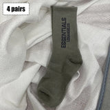 4 pairs Essentials Socks Men Sports Breathable Socks Long Tube Cotton Socks Skateboard Casual Men and Women Couples Fashion Sock