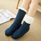 2Pairs/Lot Women Winter Socks Plus Thicken Warm Soft Cotton Sock Home Non-Slip Bedroom Shoes Christmas Gift Knitted Room Floor Sleep Sock