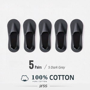 5 Pairs/Lot Men's Boat Socks 100% Cotton Deodorant Sweat Absorption Summer Sock Thin Breathable Silicone Non-slip Silk Socks