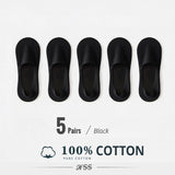 5 Pairs/Lot Men's Boat Socks 100% Cotton Deodorant Sweat Absorption Summer Sock Thin Breathable Silicone Non-slip Silk Socks