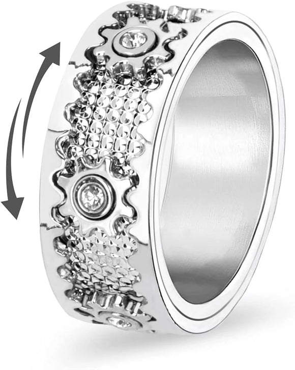 Rotatable Gear Men's Stainless-steel Rings Anti Anxiety Ring Anti-stress Fashion Jewelry Accessories