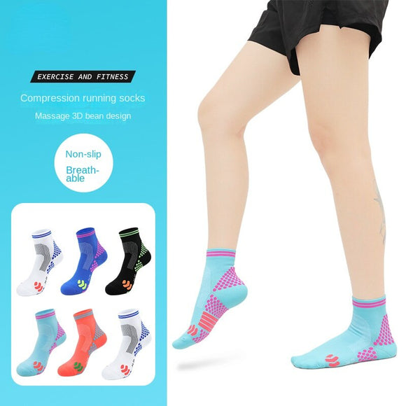 5Pairs/Lot Professional Sports Socks Women and Men's Pressure Running Socks Towel Bottoming Compression Riding Socks Badminton Socks for Women