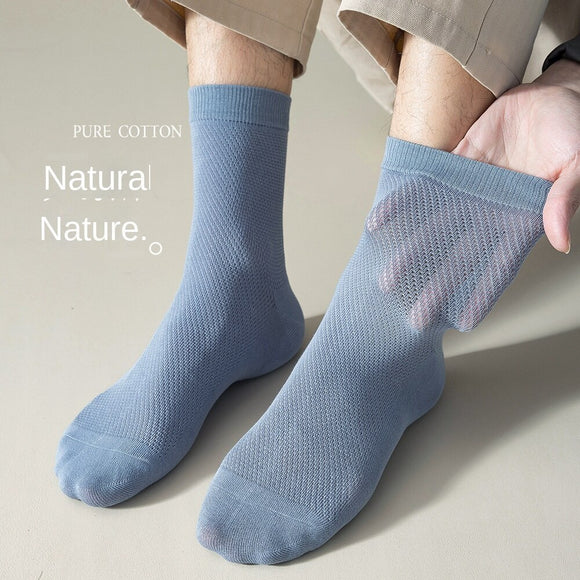 5Pairs/Lot Spring and Summer Socks Men's Mid-tube Pure Cotton Socks Anti-odor Sweat-absorbing Stockings Summer Cotton Boys Black and White Stockings