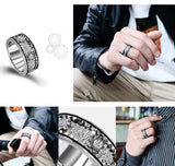 Top Quality Micro Pave Zircon Rotating Gear Ring Rose Gold Silver Color Stainless Steel Machinery Ring For Men Women Unisex Gift