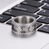Top Quality Micro Pave Zircon Rotating Gear Ring Rose Gold Silver Color Stainless Steel Machinery Ring For Men Women Unisex Gift