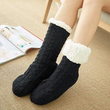 2Pairs/Lot Women Winter Socks Plus Thicken Warm Soft Cotton Sock Home Non-Slip Bedroom Shoes Christmas Gift Knitted Room Floor Sleep Sock